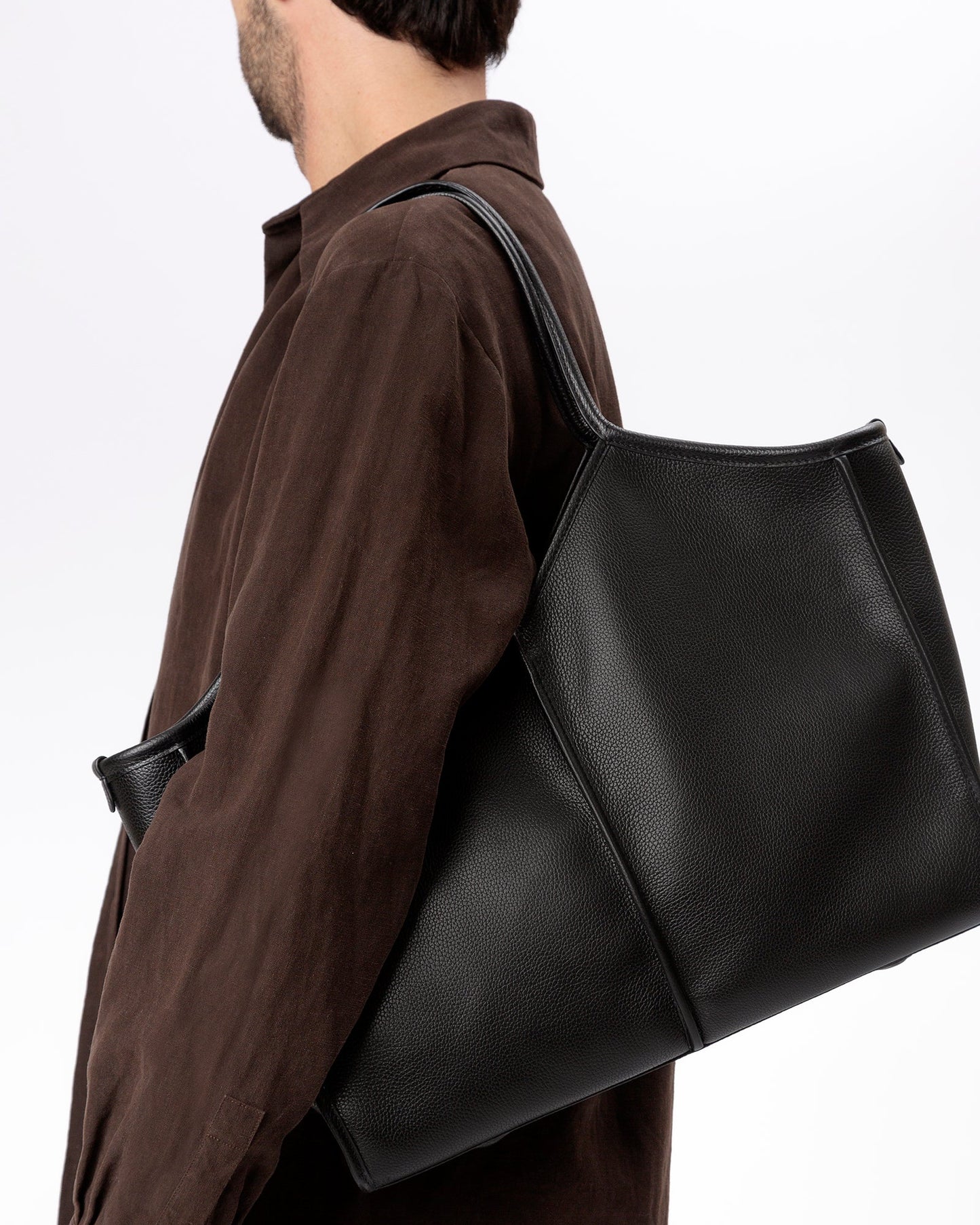 CALELLA SQUARED MEDIUM GRAINY - Leather-trimmed Tote Bag - Hereu Women|Men