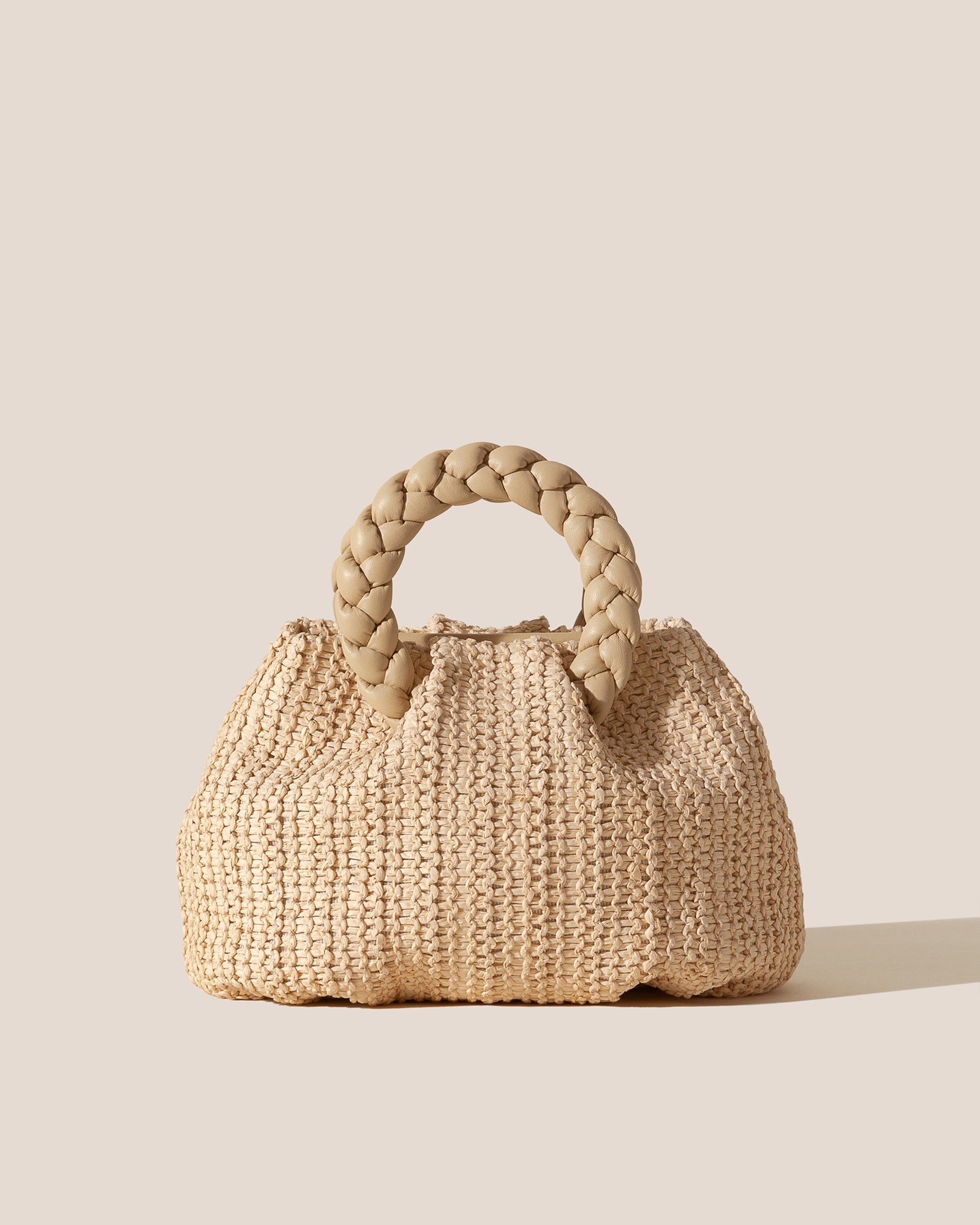 BOMBON M RAFFIA - Medium Plaited-handle Raffia Handbag - Hereu Women