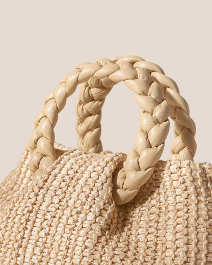 BOMBON M RAFFIA - Medium Plaited-handle Raffia Handbag - Hereu Women