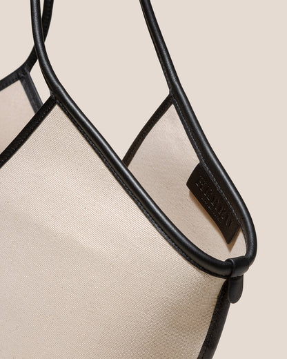 CALELLA - Leather-trimmed Organic Cotton Tote Bag - Hereu Women|Men