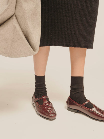 MAQUEDA - Interwoven T-Bar Loafer - Hereu Women
