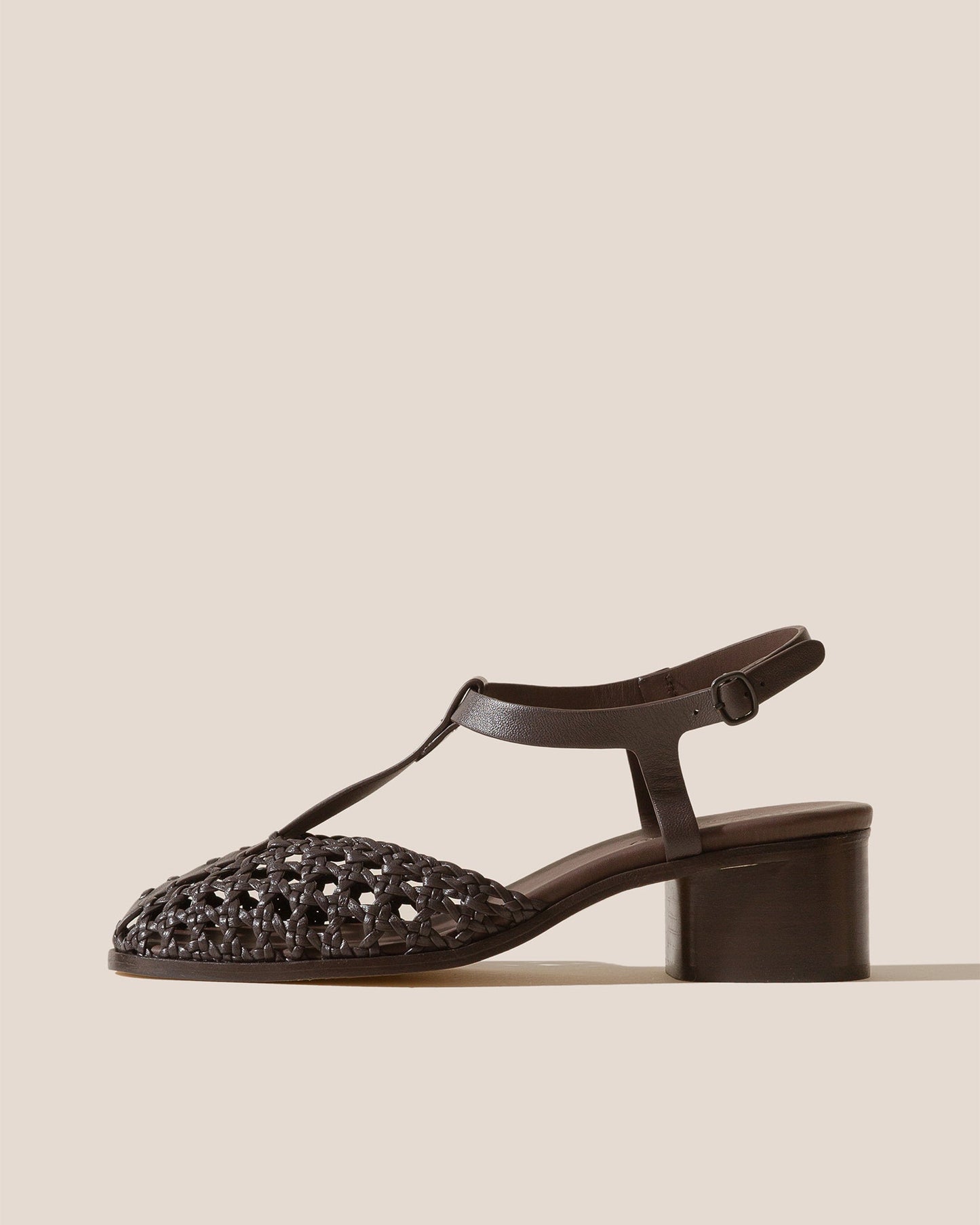 GABIA - Heeled Woven T-bar Sandal - Hereu Women