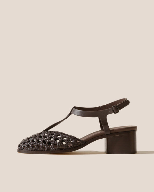 GABIA - Heeled Woven T-bar Sandal - Hereu Women