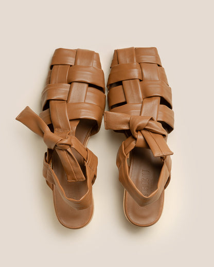 BENA HEELED - Interwoven Knotted T-bar Heeled Sandal - Hereu Women