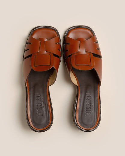 ANCORA SQUARED HEELED SLIDE - Heeled Fisherman Slide - Hereu Women