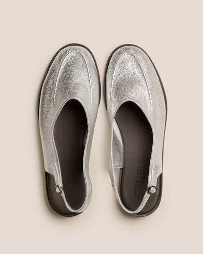 JULIOL SLINGBACK METALLIC - High-Cut Deconstructed Slingback Loafer - Hereu Women