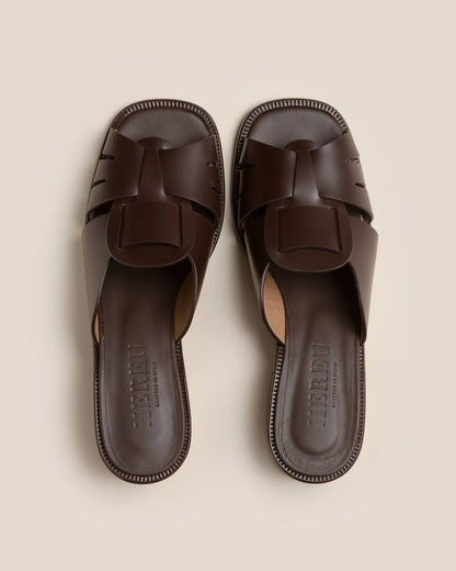 ANCORA SQUARED HEELED SLIDE - Heeled Fisherman Slide - Hereu Women