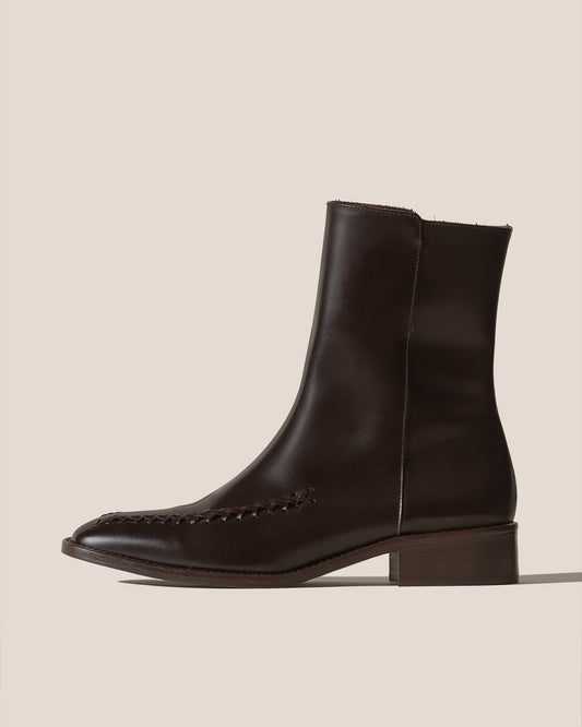 METLA POLISHED - Almond Toe Mid Calf Boot - Hereu Women
