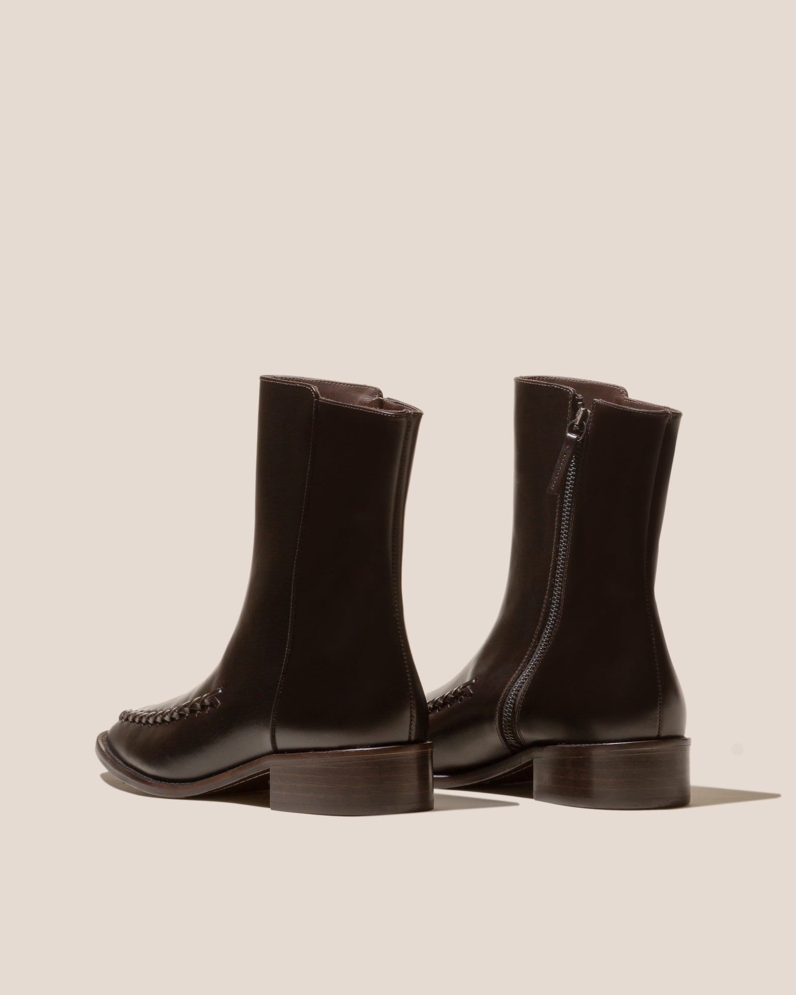 METLA POLISHED - Almond Toe Mid Calf Boot - Hereu Women