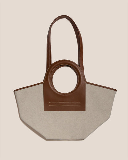 CALA S - Leather-trimmed Canvas Tote Bag - Hereu Women|Men