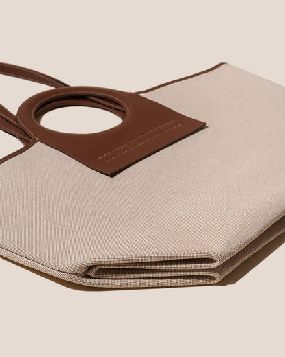 CALA S - Leather-trimmed Canvas Tote Bag - Hereu Women|Men