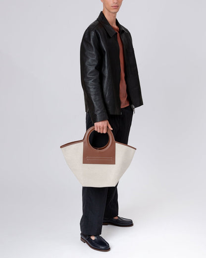CALA S - Leather-trimmed Canvas Tote Bag - Hereu Women|Men