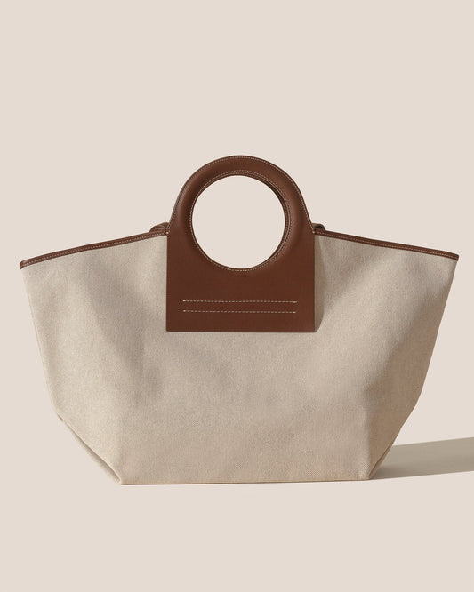 CALA L - Leather-trimmed Canvas Tote Bag - Hereu Women|Men