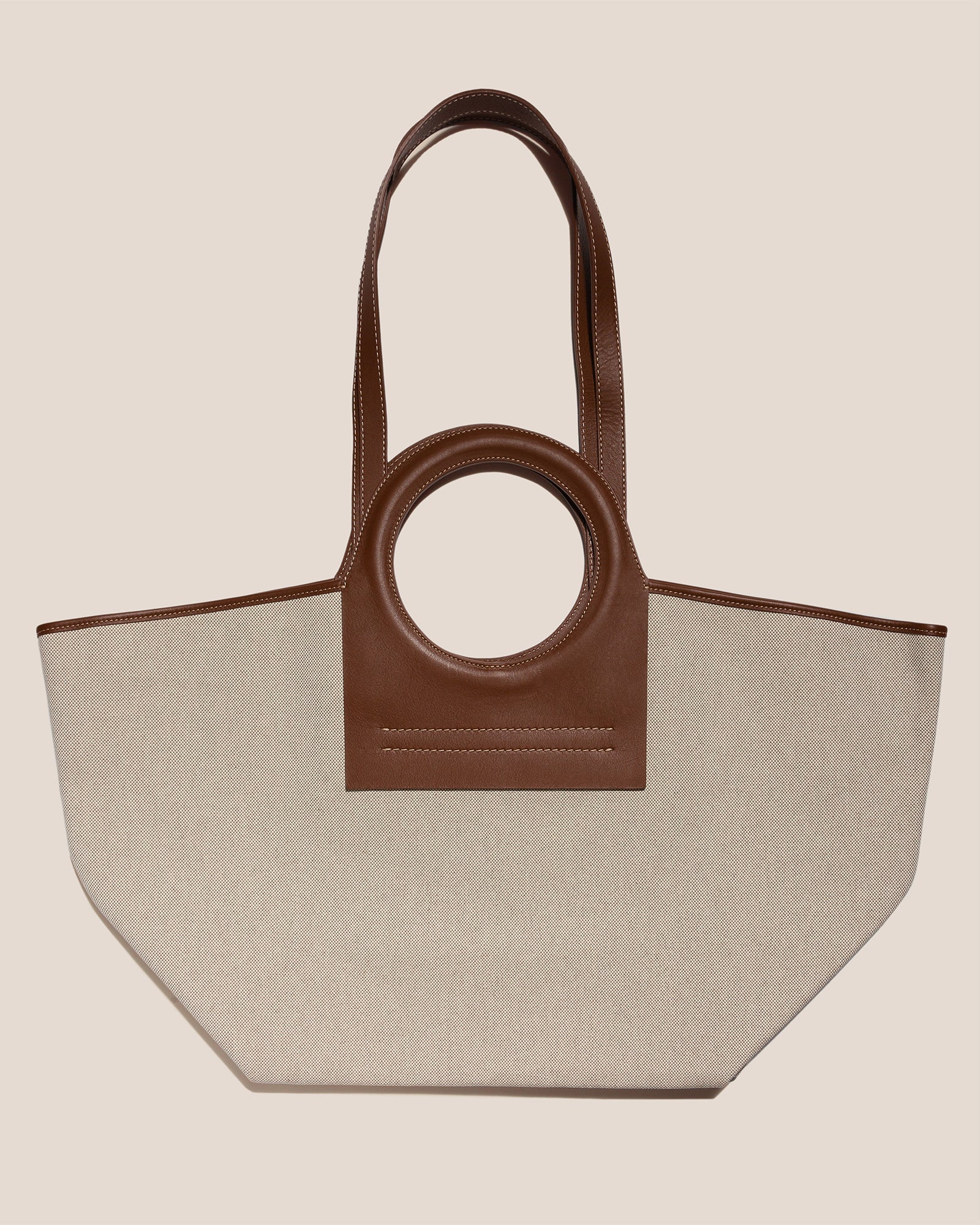 CALA L - Leather-trimmed Canvas Tote Bag - Hereu Women|Men