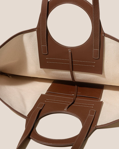 CALA L - Leather-trimmed Canvas Tote Bag - Hereu Women|Men