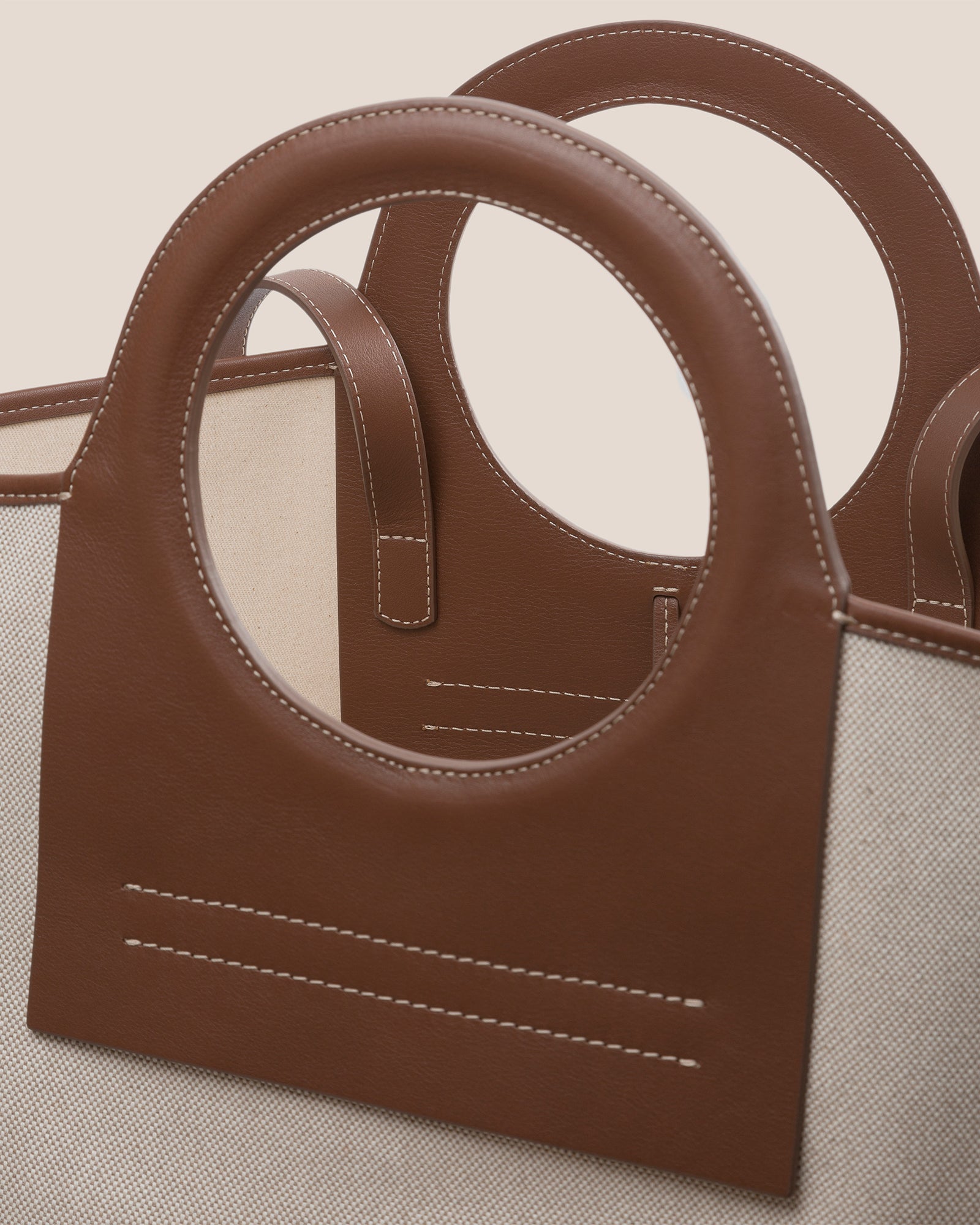 CALA L - Leather-trimmed Canvas Tote Bag - Hereu Women|Men