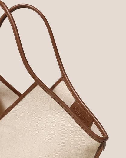 CALELLA - Leather-trimmed Organic Cotton Tote Bag - Hereu Women|Men
