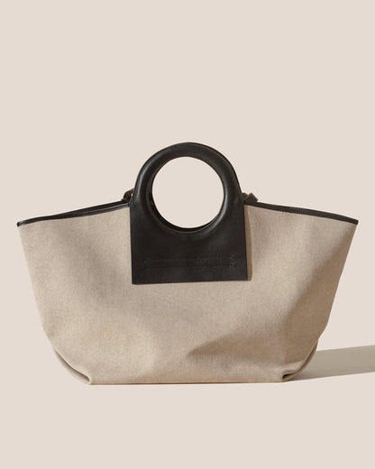 CALA L - Leather-trimmed Canvas Tote Bag - Hereu Women|Men