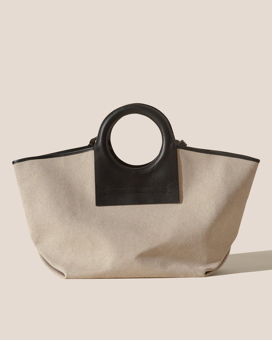 CALA L - Leather-trimmed Canvas Tote Bag - Hereu Women|Men