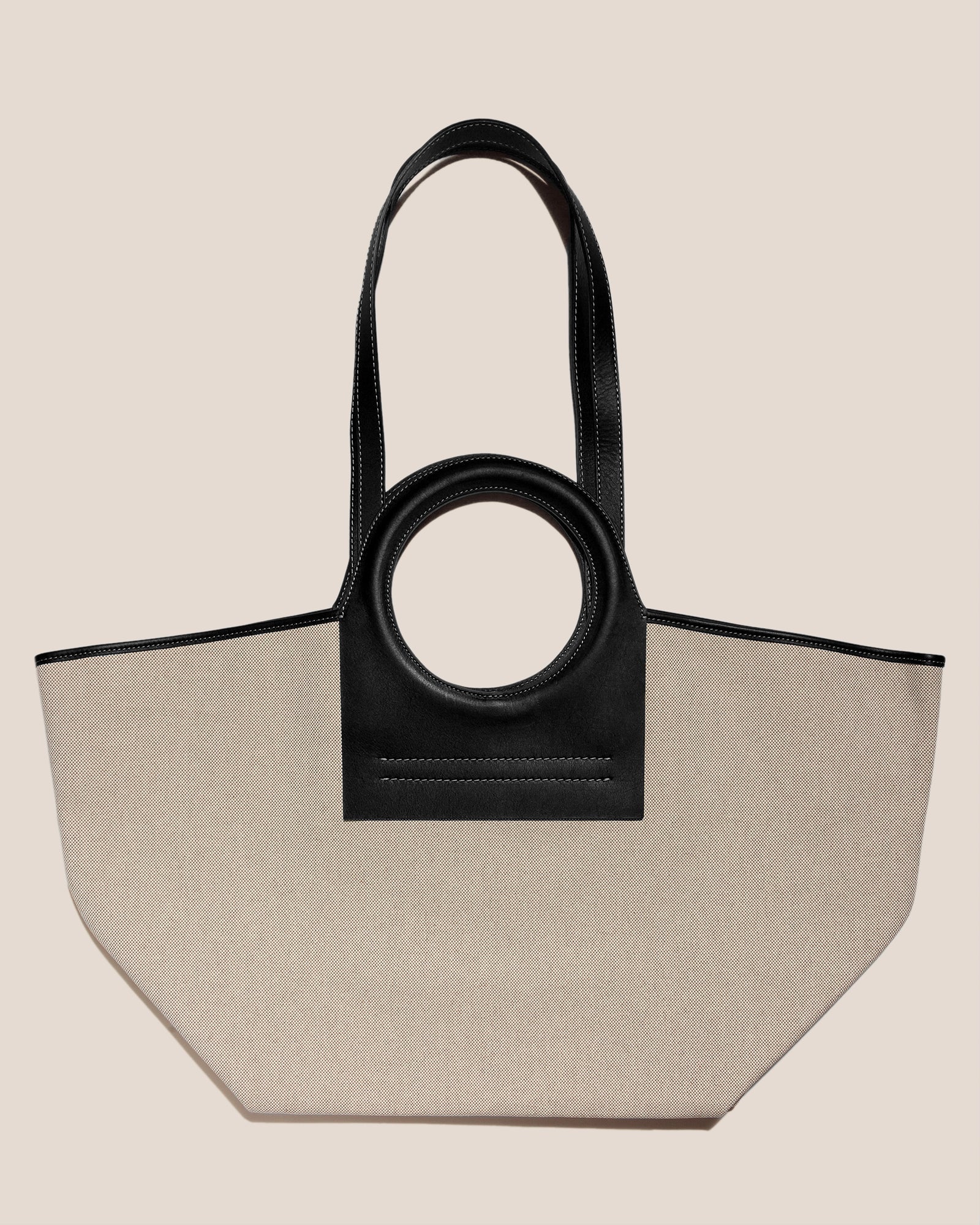 CALA L - Leather-trimmed Canvas Tote Bag - Hereu Women|Men