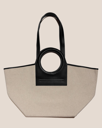 CALA L - Leather-trimmed Canvas Tote Bag - Hereu Women|Men