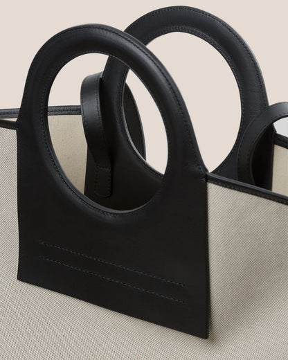 CALA L - Leather-trimmed Canvas Tote Bag - Hereu Women|Men