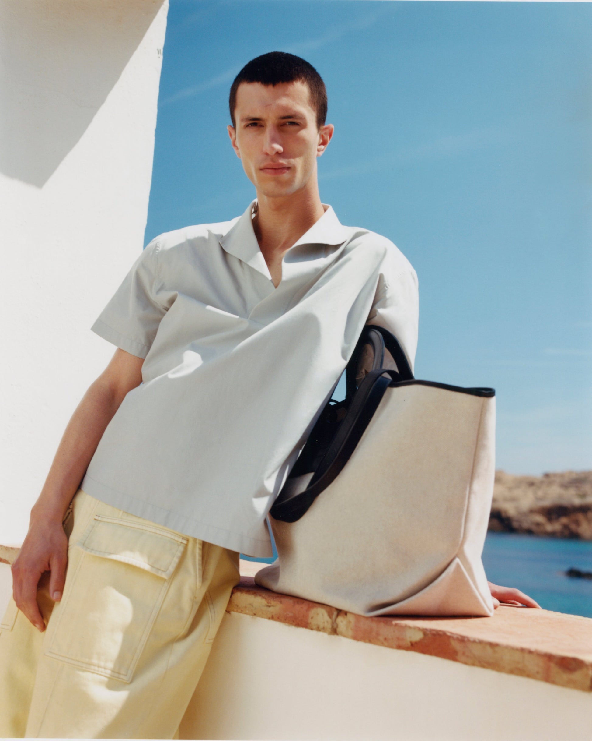 CALA L - Leather-trimmed Canvas Tote Bag - Hereu Women|Men