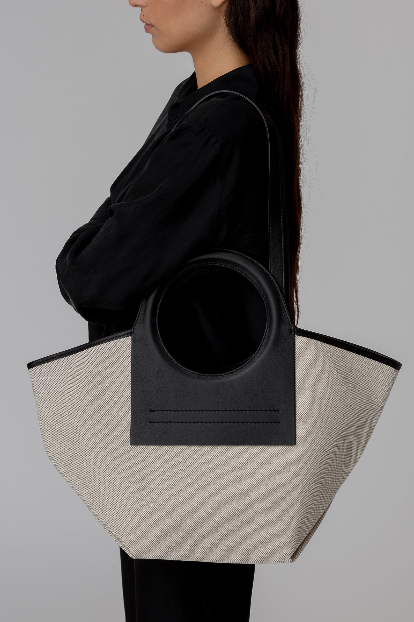 CALA S - Leather-trimmed Canvas Tote Bag - Hereu Women|Men
