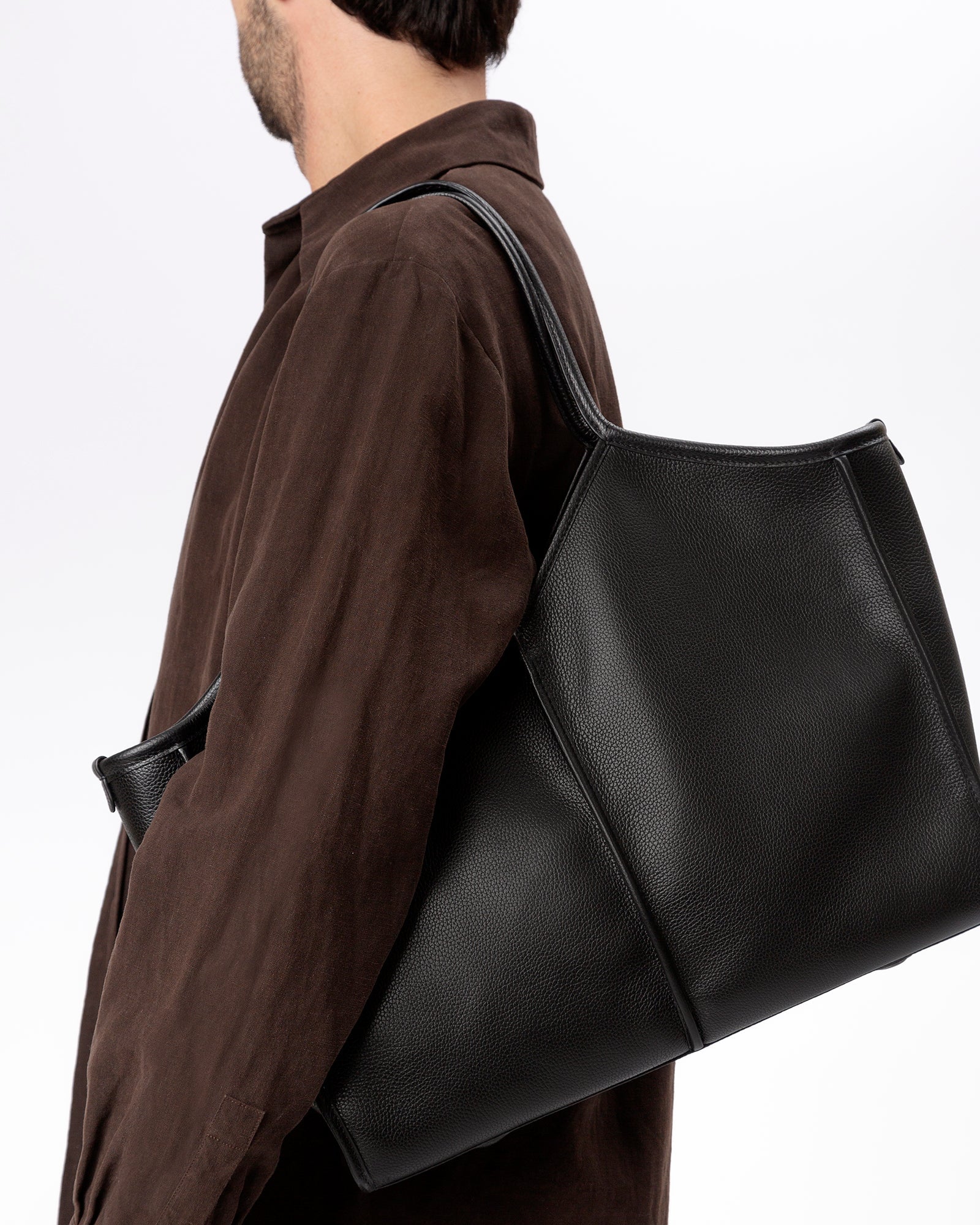 CALELLA SQUARED MEDIUM GRAINY - Leather-trimmed Tote Bag - Hereu Women|Men