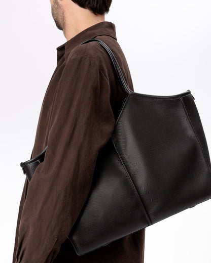 CALELLA SQUARED MEDIUM GRAINY - Leather-trimmed Tote Bag - Hereu Women|Men