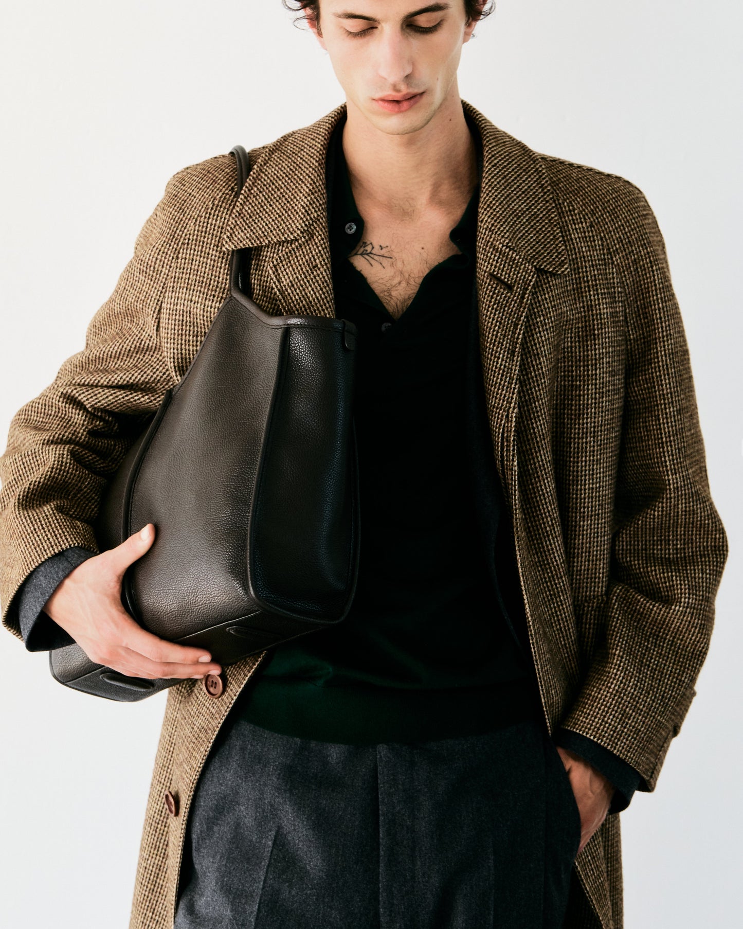 CALELLA SQUARED MEDIUM GRAINY - Leather-trimmed Tote Bag - Hereu Women|Men