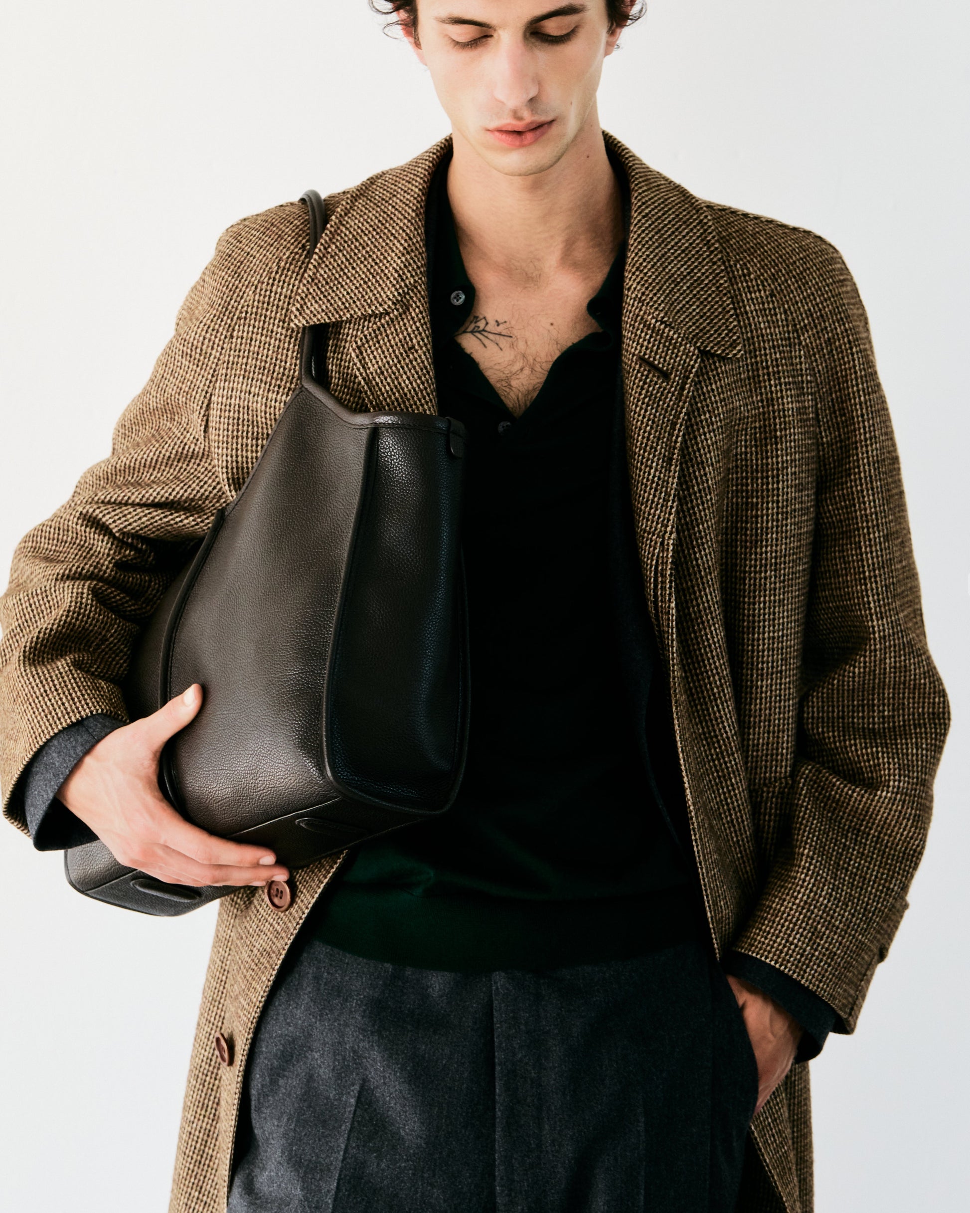 CALELLA SQUARED MEDIUM GRAINY - Leather-trimmed Tote Bag - Hereu Women|Men