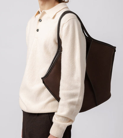 CALELLA - Leather-trimmed Organic Cotton Tote Bag - Hereu Women|Men
