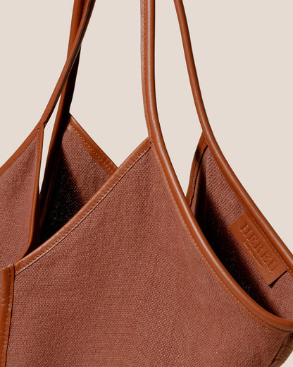 CALELLA SOFT LINEN - Leather-trimmed Tote Bag - Hereu Women|Men
