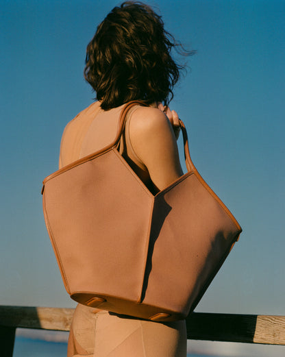 CALELLA - Leather-trimmed Organic Cotton Tote Bag - Hereu Women|Men