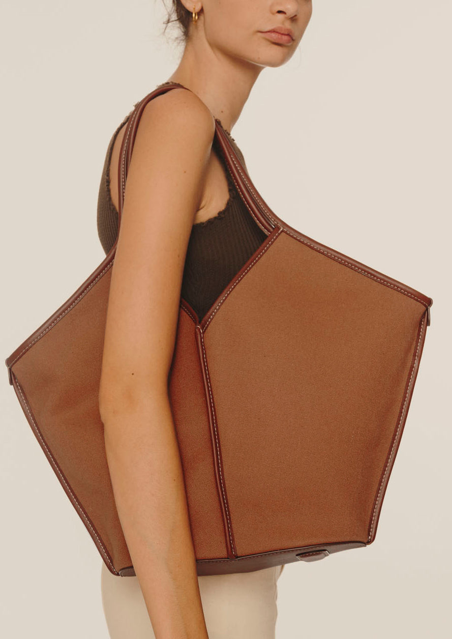 CALELLA - Leather-trimmed Organic Cotton Tote Bag - Hereu Women|Men