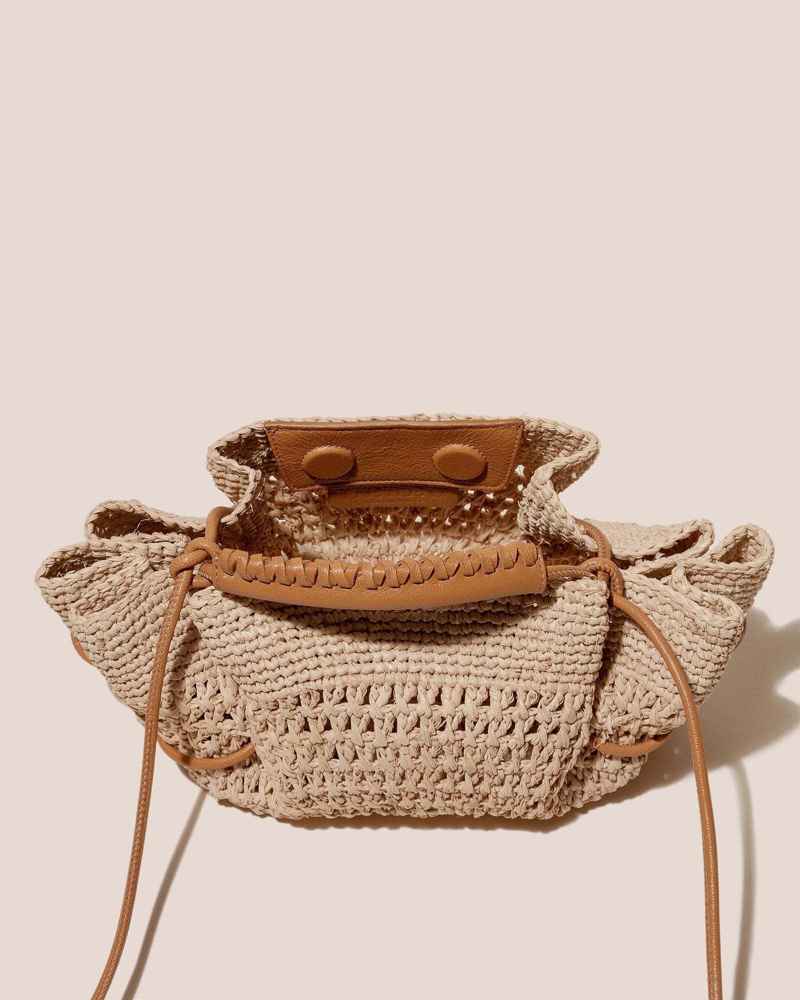 ARTA MINI CROCHET RAFFIA - Pleated Crossbody Bag - Hereu Women