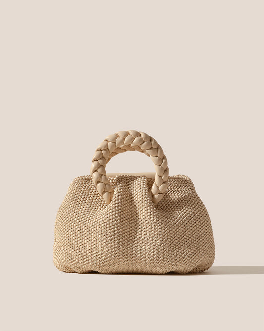 BOMBON M SOFT RAFFIA - Medium Plaited-handle Raffia Handbag - Hereu Women