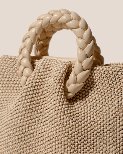 BOMBON M SOFT RAFFIA - Medium Plaited-handle Raffia Handbag - Hereu Women