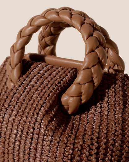 BOMBON M RAFFIA - Medium Plaited-handle Raffia Handbag - Hereu Women