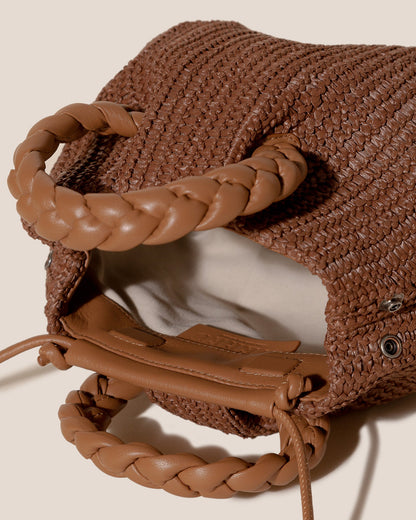 BOMBON M RAFFIA - Medium Plaited-handle Raffia Handbag - Hereu Women