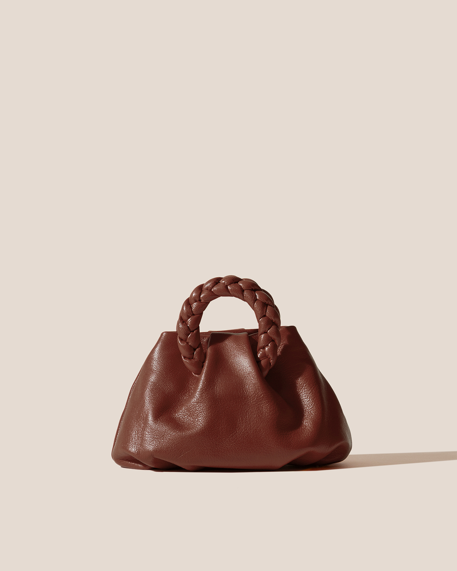 BOMBON SUPPLE SHINY - Plaited-handle Leather Handbag - Hereu Women