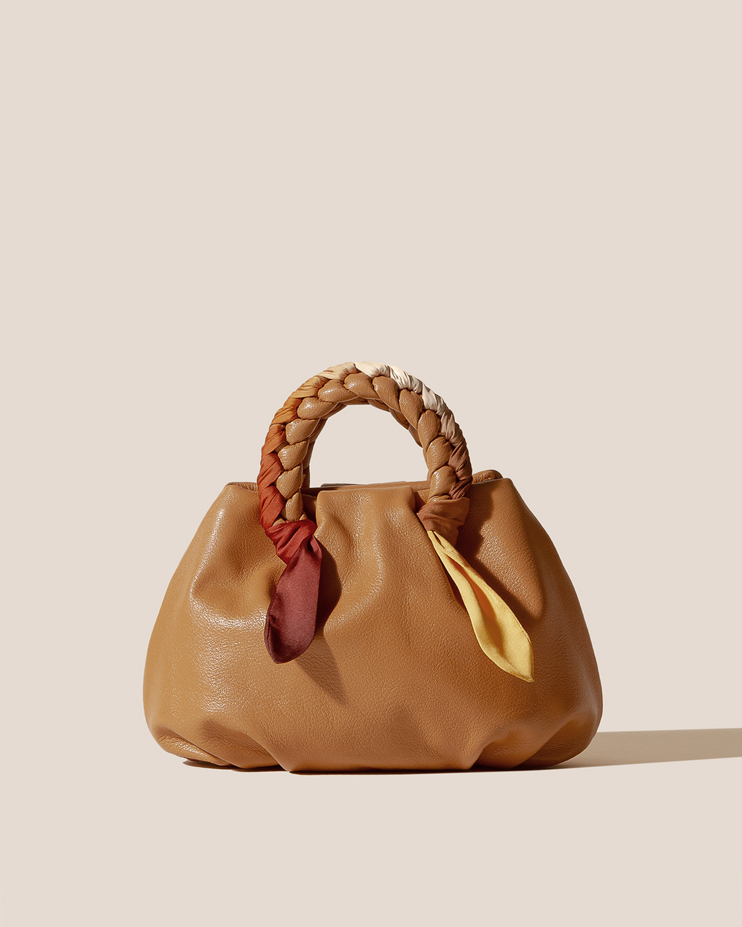 BOMBON M FOULARD - Medium Plaited-handle Leather Handbag - Hereu Women