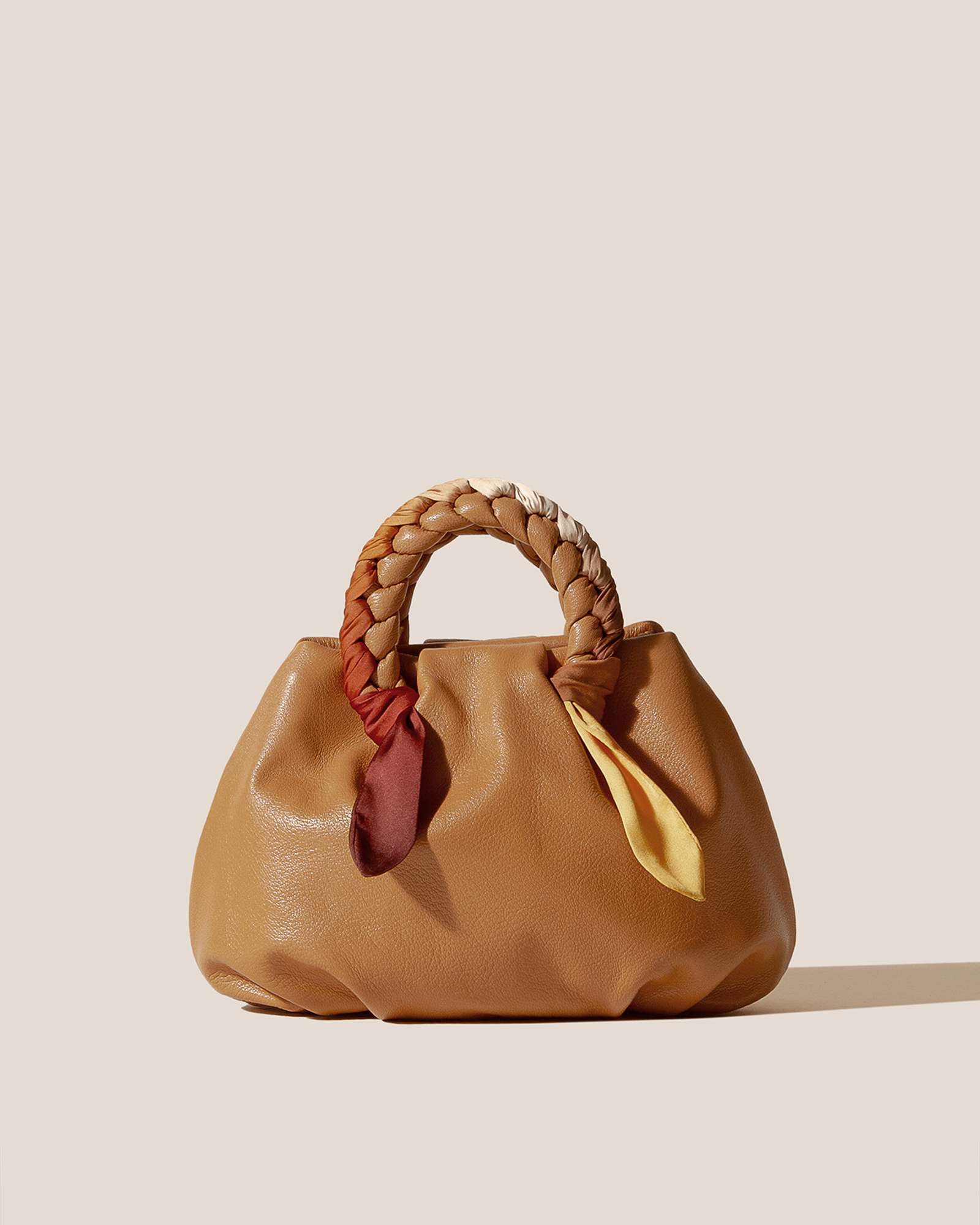 BOMBON M FOULARD - Medium Plaited-handle Leather Handbag - Hereu Women