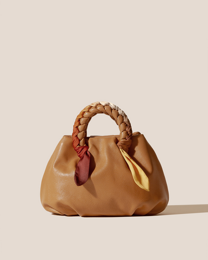 BOMBON M FOULARD - Medium Plaited-handle Leather Handbag - Hereu Women