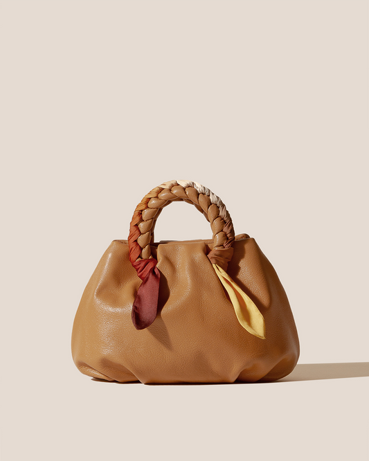 BOMBON M FOULARD - Medium Plaited-handle Leather Handbag - Hereu Women