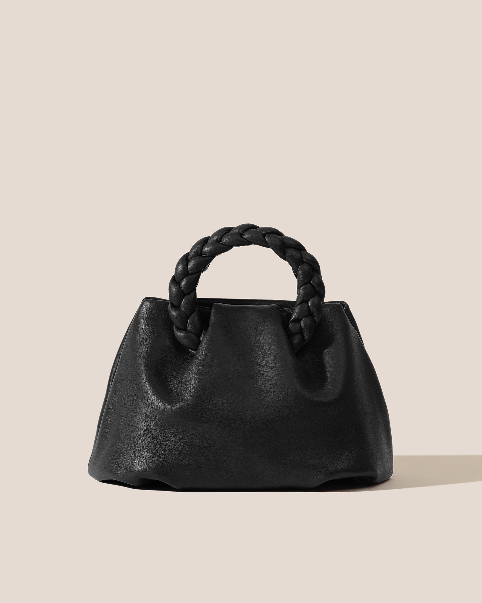 BOMBON M - Medium Plaited-handle Leather Handbag - Hereu Women