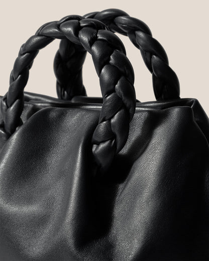 BOMBON M - Medium Plaited-handle Leather Handbag - Hereu Women