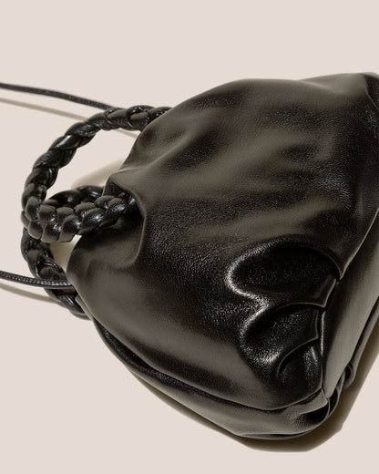 BOMBON M SUPPLE SHINY - Medium Plaited-handle Leather Handbag - Hereu Women