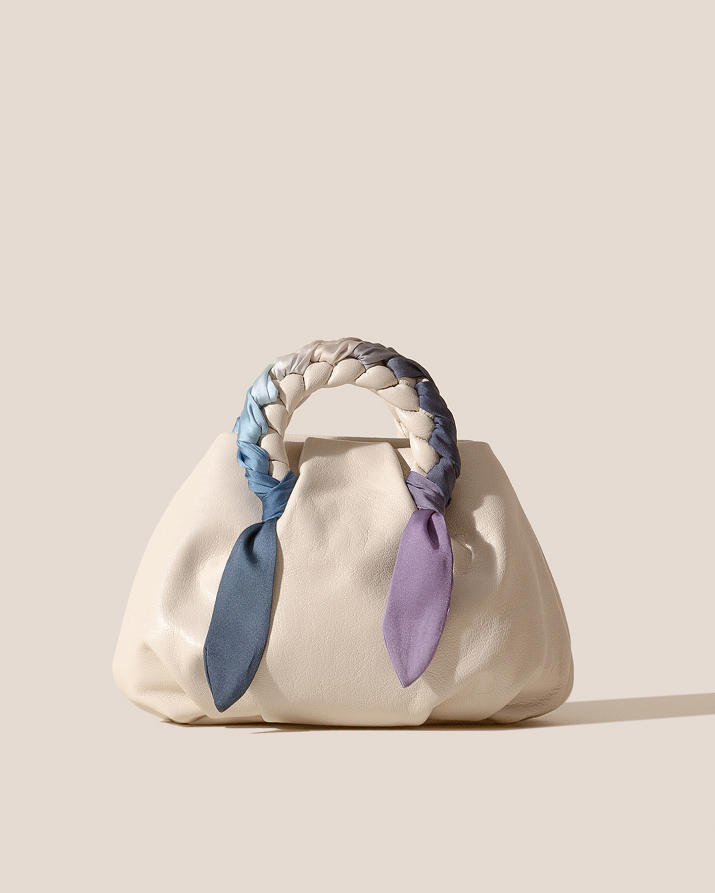 BOMBON M FOULARD - Medium Plaited-handle Leather Handbag - Hereu Women